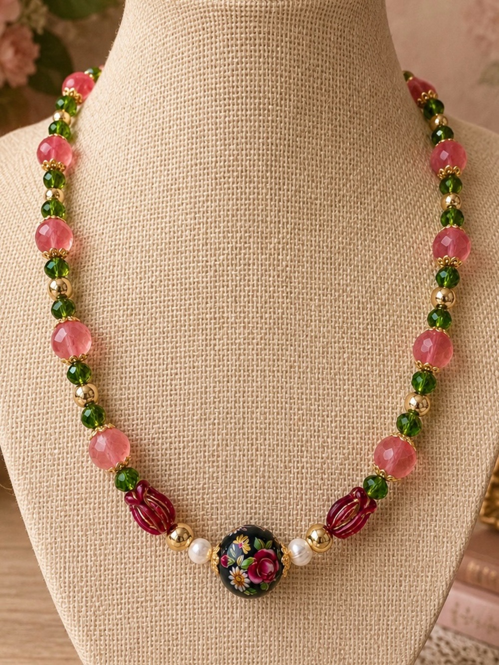 Handmade Japanese Tensha Bead Necklace
